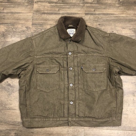 Levis Made & Crafted Men Oversized Type II Sherpa Trucker Jacket Moss Rock XL - Picture 5 of 11